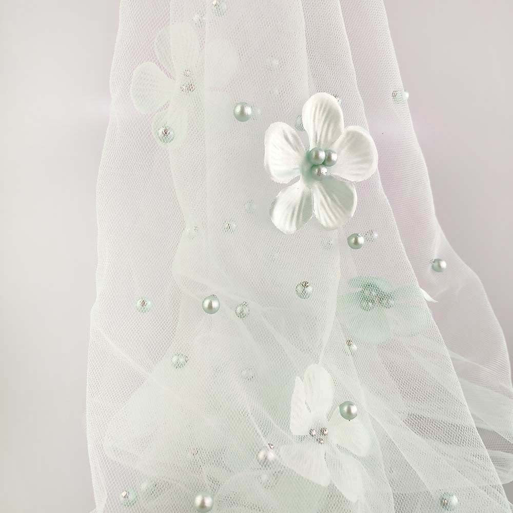 Beading Embroidery Rhinestone Nylon Wedding Net Tulle Mesh Beaded Lace Fabric