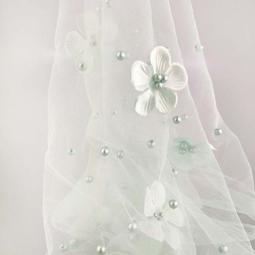 Beading Embroidery Rhinestone Nylon Wedding Net Tulle Mesh Beaded Lace Fabric