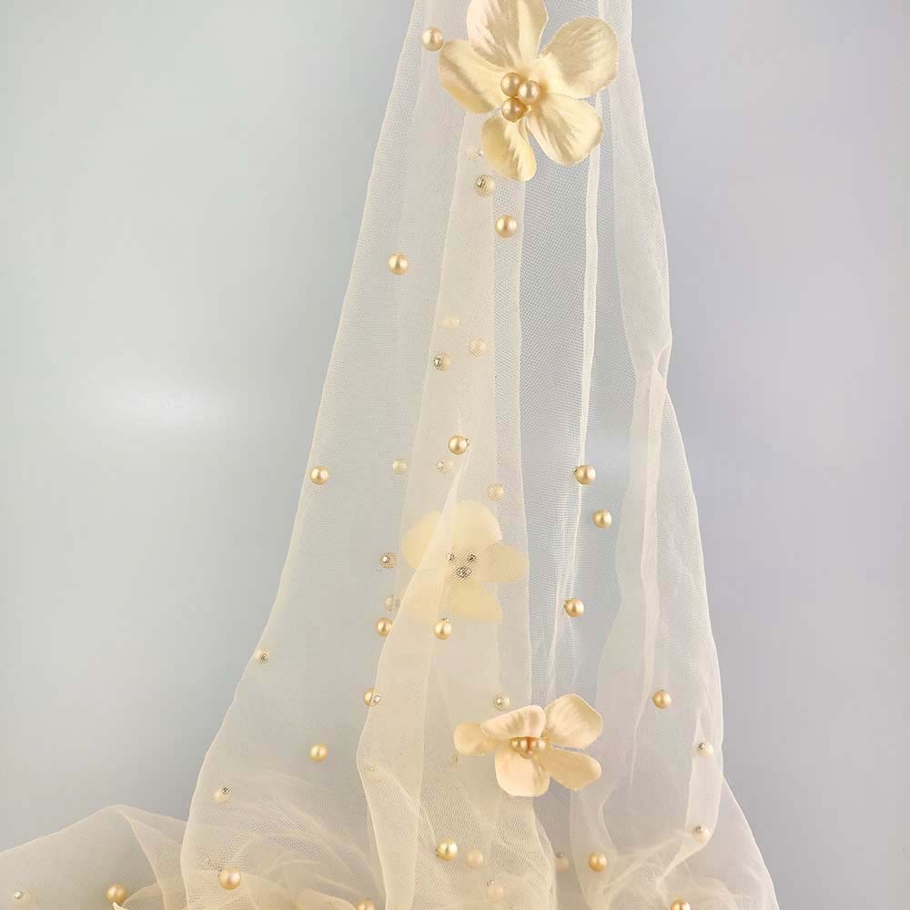 Beading Embroidery Rhinestone Nylon Wedding Net Tulle Mesh Beaded Lace Fabric