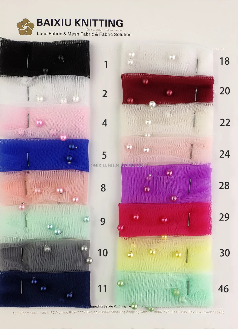 High Quality Nylon Soft Stock Sale Pearl Tulle Fabric